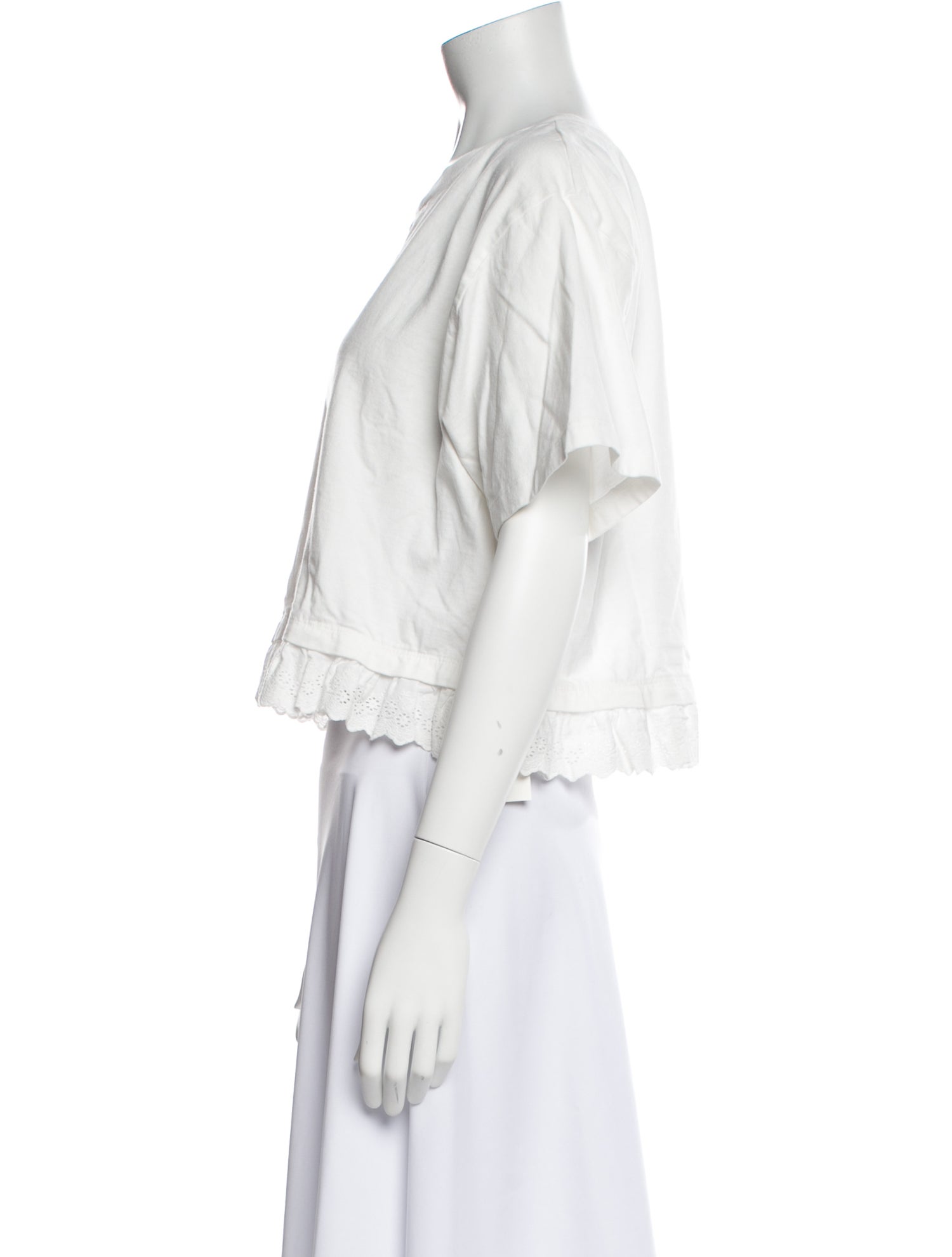 Loeffler Randall Scoop Neck Short Sleeve Crop Top