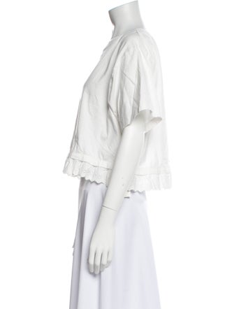 Loeffler Randall Scoop Neck Short Sleeve Crop Top