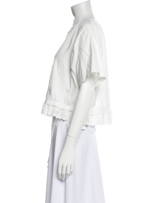 Loeffler Randall Scoop Neck Short Sleeve Crop Top