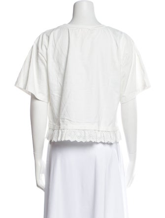 Loeffler Randall Scoop Neck Short Sleeve Crop Top