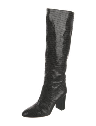 Loeffler Randall Embossed Leather Animal Print Boots