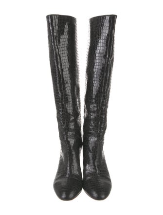 Loeffler Randall Embossed Leather Animal Print Boots