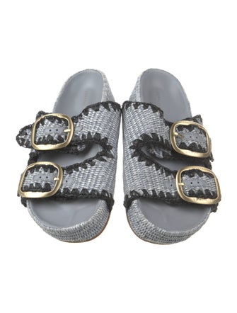 Loeffler Randall Raffia Colorblock Pattern Slides