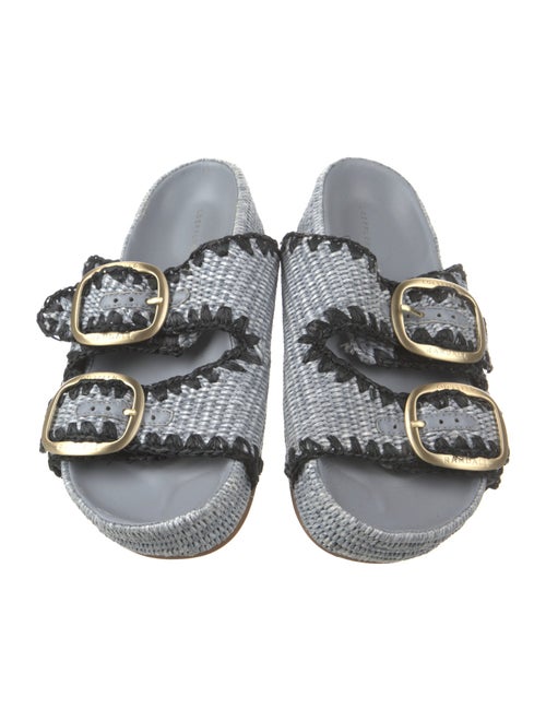 Loeffler Randall Raffia Colorblock Pattern Slides