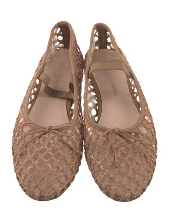 Loeffler Randall Straw Bow Accents Mary Jane Flats