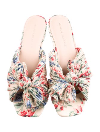Loeffler Randall Floral Print Bow Accents Slides