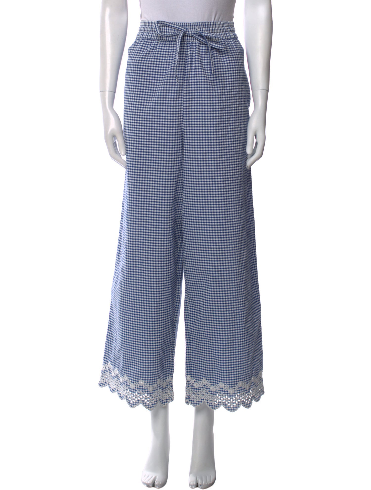 Loeffler Randall Plaid Print Wide Leg Pants