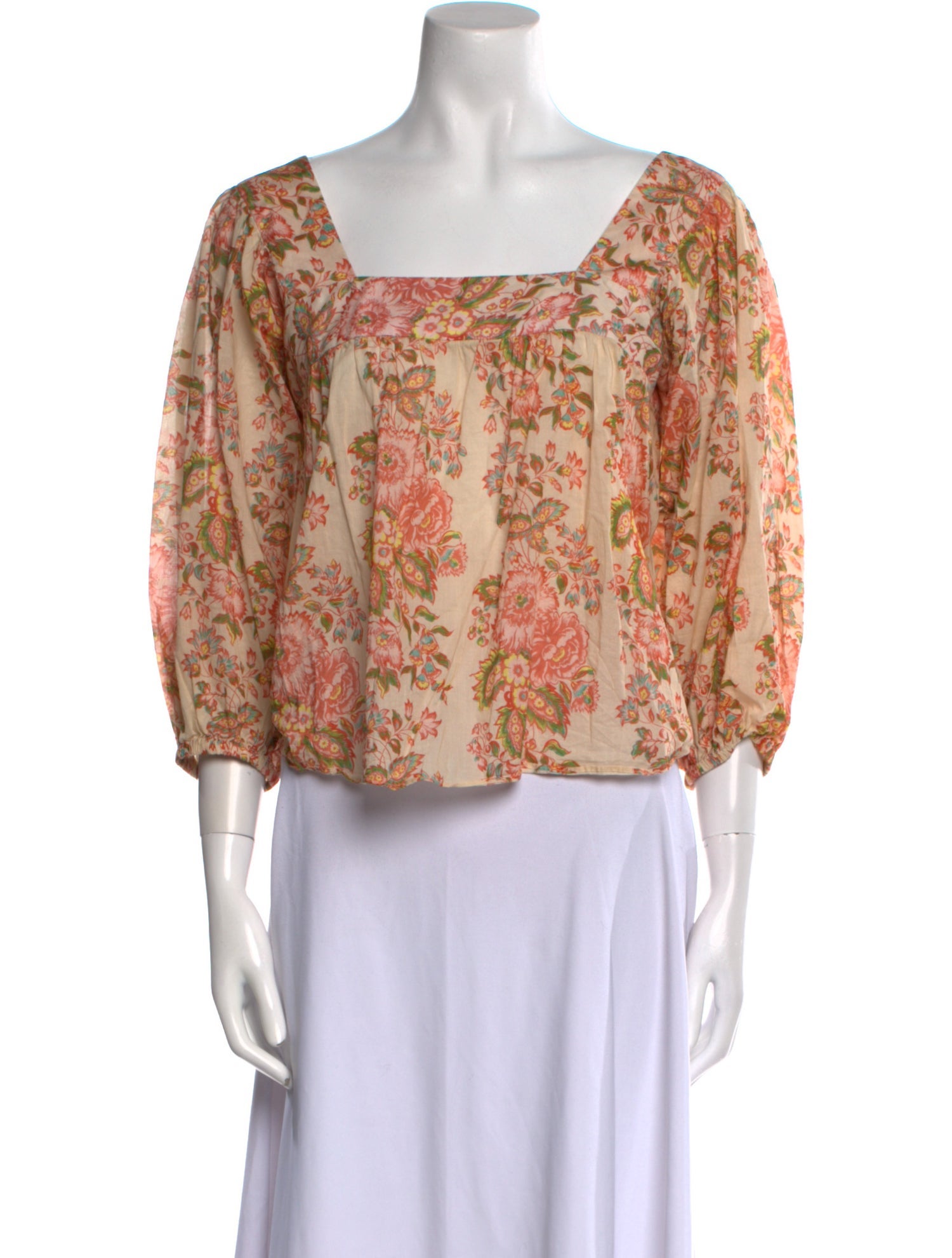 Loeffler Randall Floral Print Square Neckline Crop Top