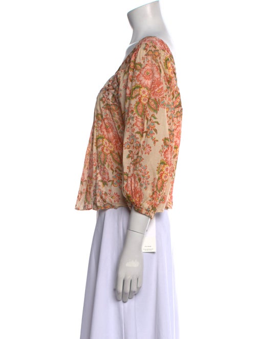 Loeffler Randall Floral Print Square Neckline Crop Top