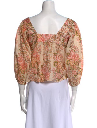 Loeffler Randall Floral Print Square Neckline Crop Top