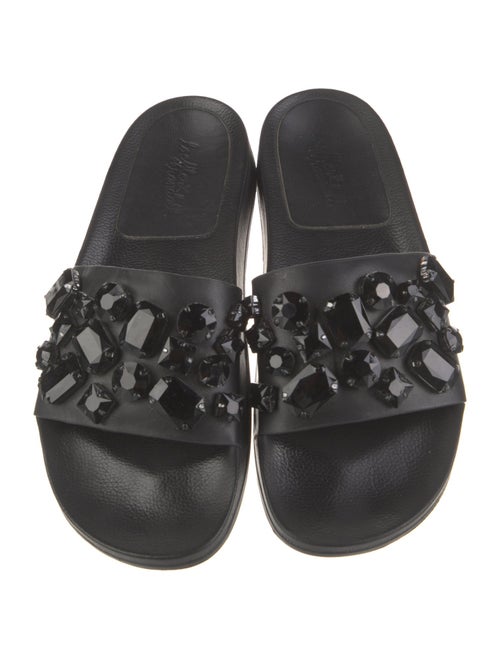 Loeffler Randall Leather Crystal Embellishments Slides