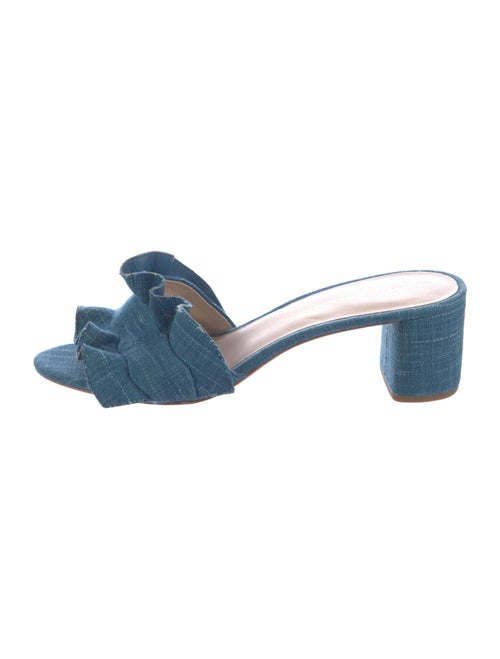 Loeffler Randall Denim Ruffle Embellishment Slides