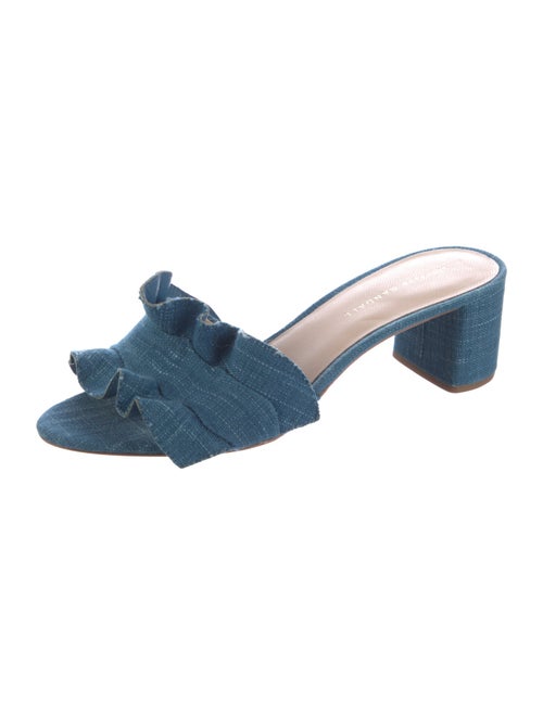 Loeffler Randall Denim Ruffle Embellishment Slides