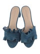 Loeffler Randall Denim Ruffle Embellishment Slides