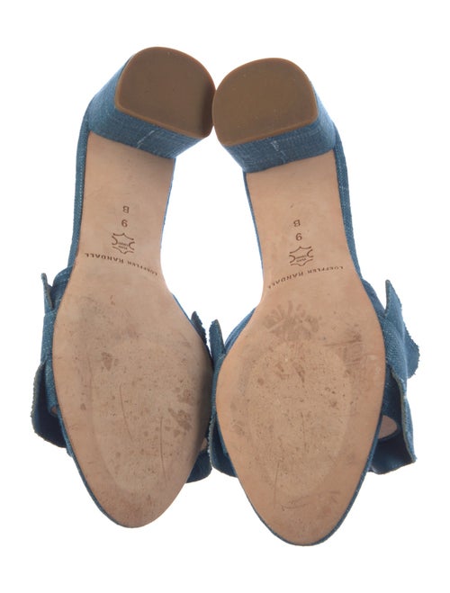 Loeffler Randall Denim Ruffle Embellishment Slides