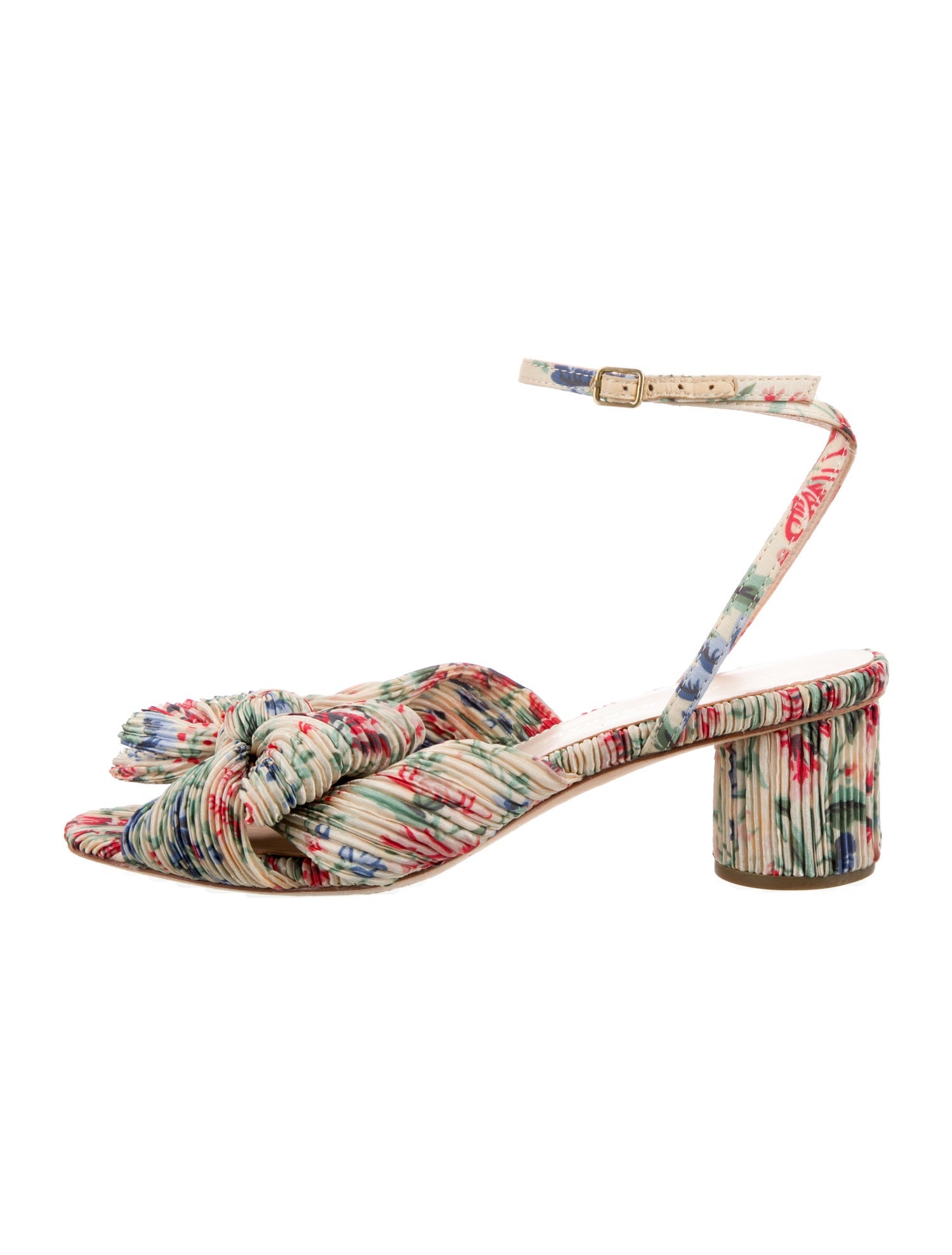 Loeffler Randall Floral Print Bow Accents Slingback Sandals