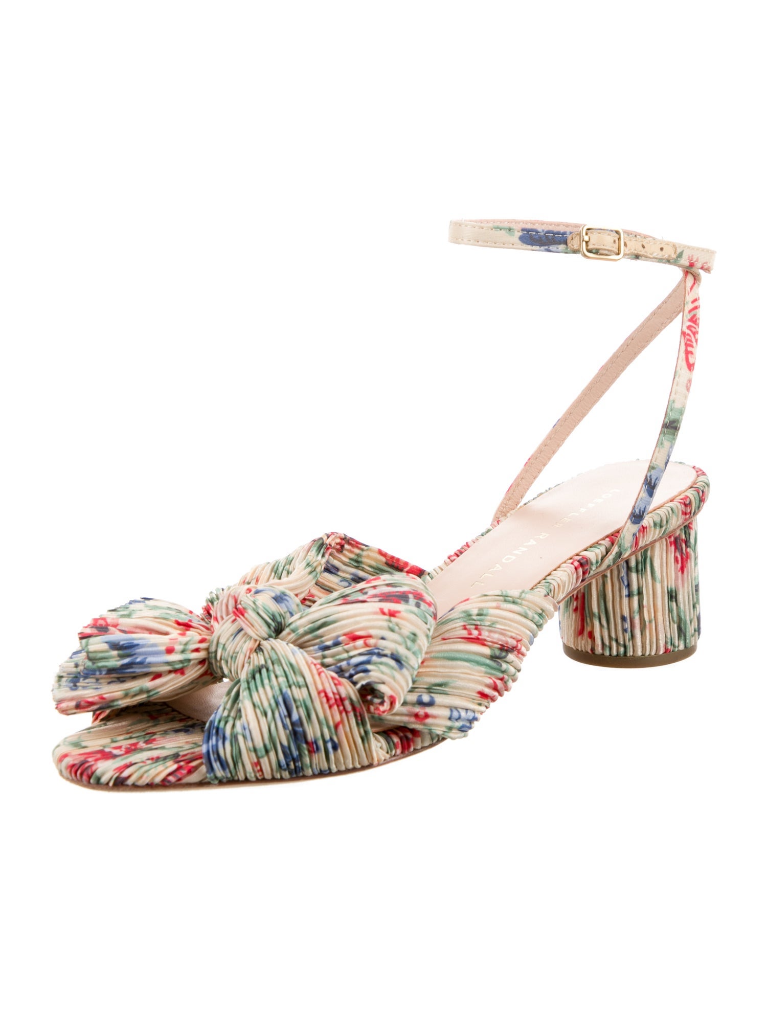 Loeffler Randall Floral Print Bow Accents Slingback Sandals