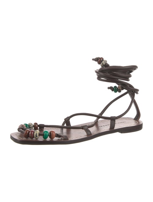 Loeffler Randall Leather Beaded Accents Gladiator Sandals