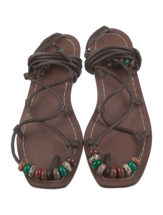 Loeffler Randall Leather Beaded Accents Gladiator Sandals