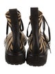 Loeffler Randall Animal Print Leather Trim Embellishment Lace-Up Boots