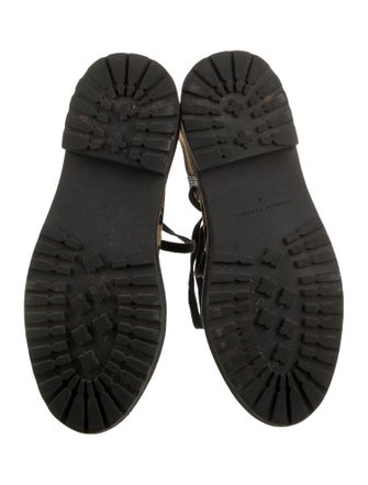 Loeffler Randall Animal Print Leather Trim Embellishment Lace-Up Boots