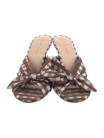 Loeffler Randall Plaid Print Bow Accents Slides