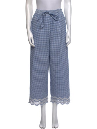 Loeffler Randall Plaid Print Wide Leg Pants