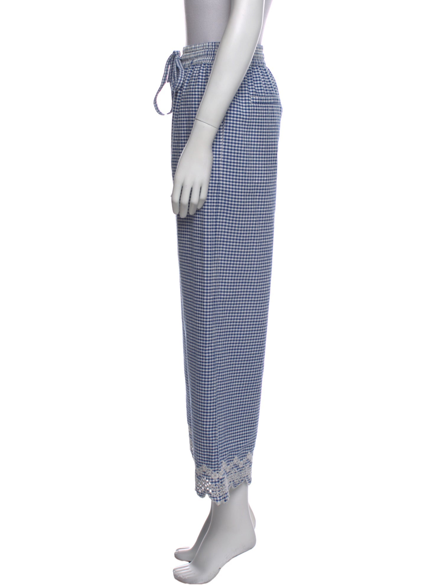 Loeffler Randall Plaid Print Wide Leg Pants
