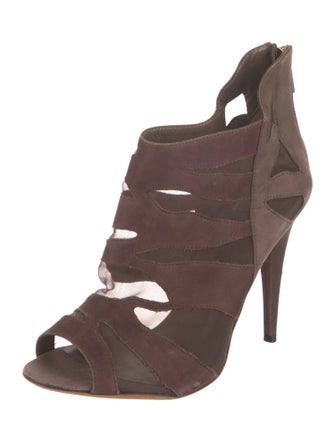 Loeffler Randall Suede Animal Print Lace-Up Boots