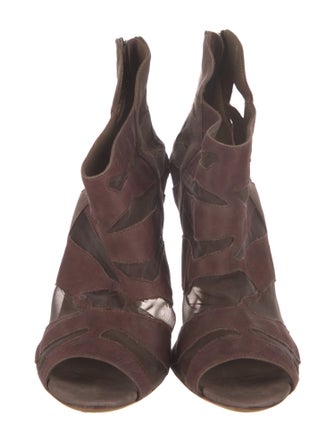Loeffler Randall Suede Animal Print Lace-Up Boots