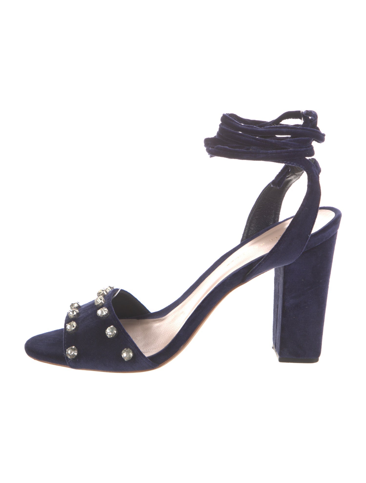 Loeffler Randall Velvet Crystal Embellishments Sandals