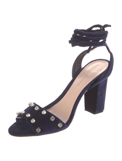 Loeffler Randall Velvet Crystal Embellishments Sandals