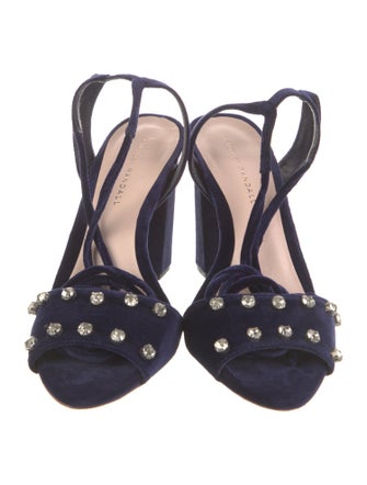 Loeffler Randall Velvet Crystal Embellishments Sandals