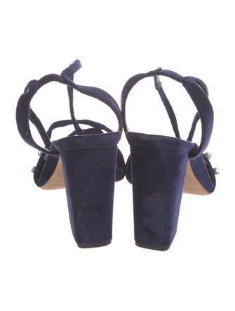 Loeffler Randall Velvet Crystal Embellishments Sandals