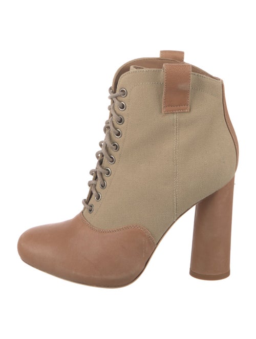 Loeffler Randall Canvas Colorblock Pattern Lace-Up Boots