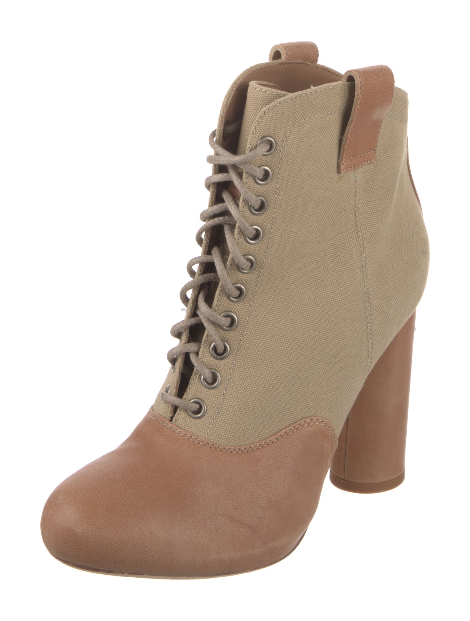 Loeffler Randall Canvas Colorblock Pattern Lace-Up Boots