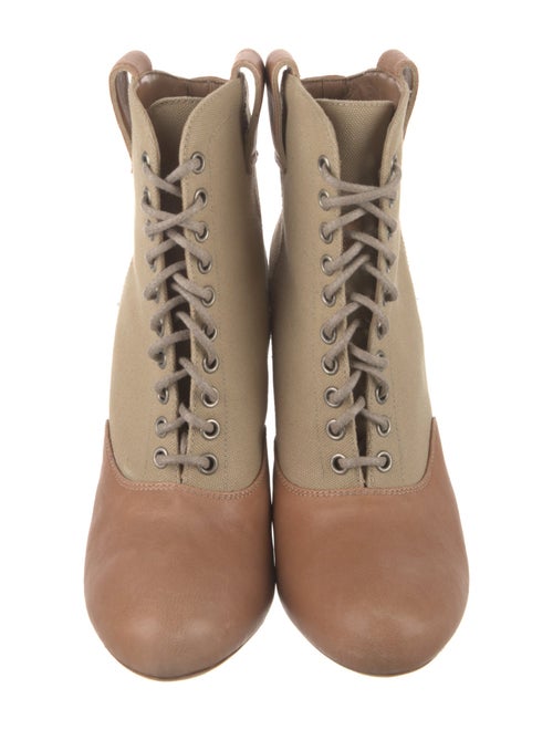 Loeffler Randall Canvas Colorblock Pattern Lace-Up Boots