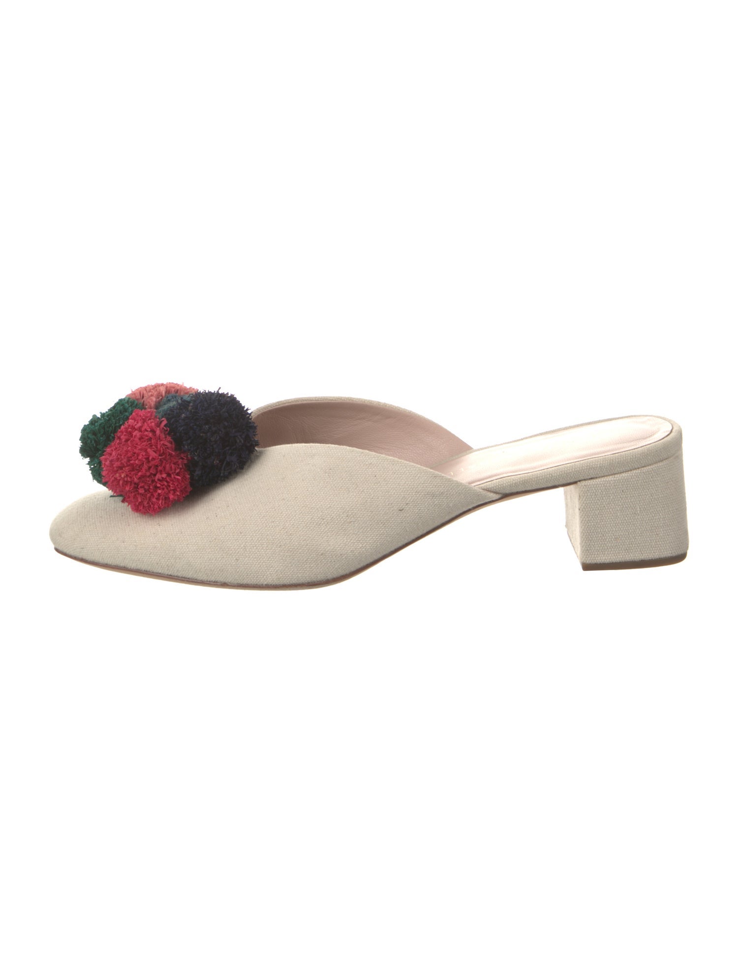 Loeffler Randall Canvas Pom-Pom Embellishments Mules