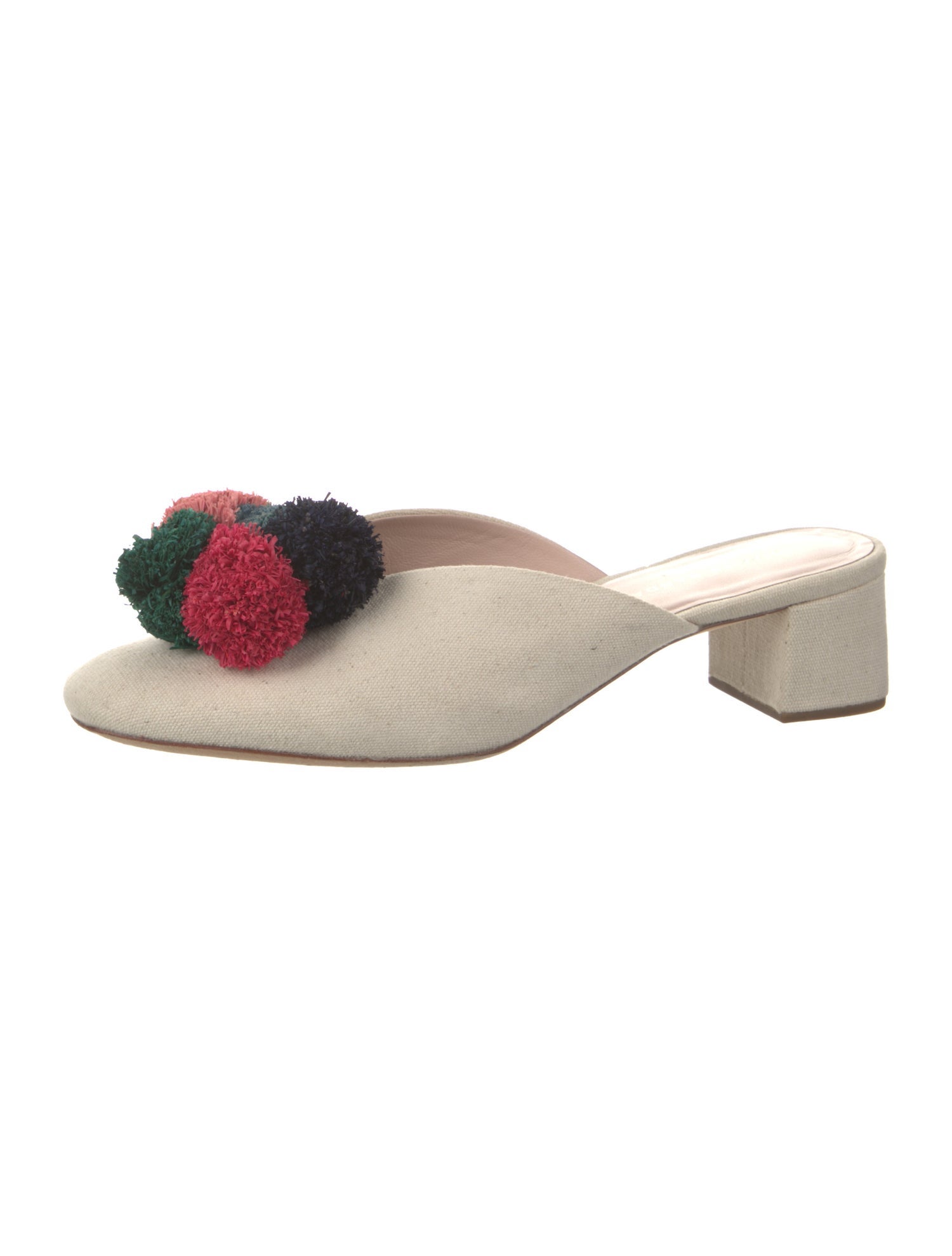 Loeffler Randall Canvas Pom-Pom Embellishments Mules
