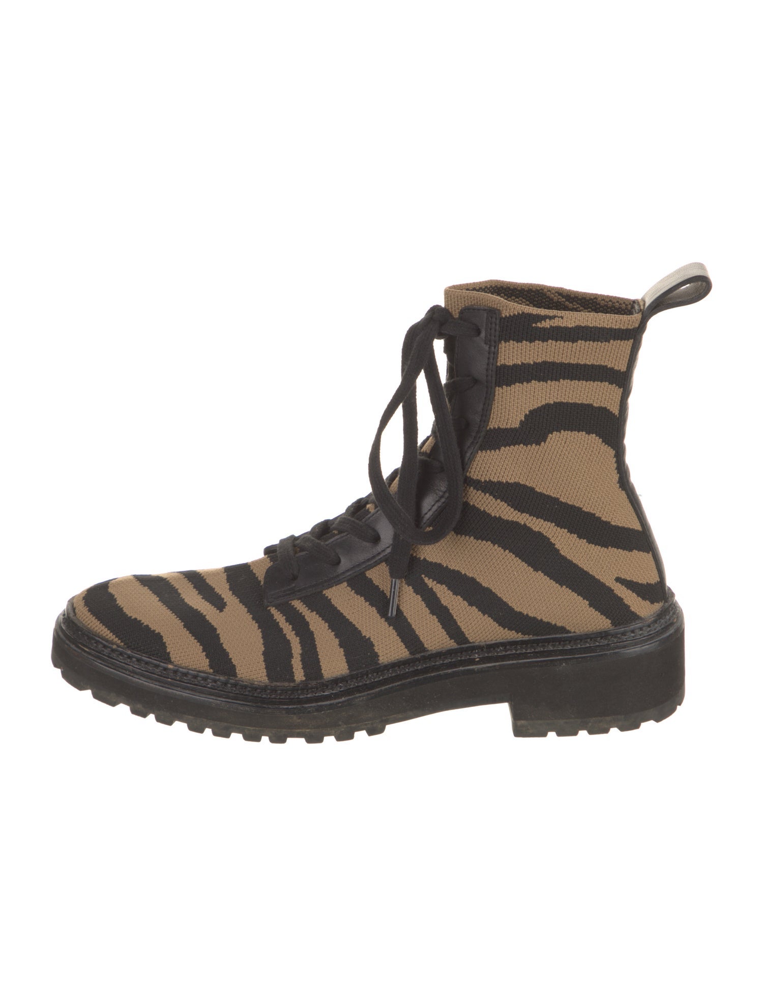 Loeffler Randall Nylon Animal Print Combat Boots