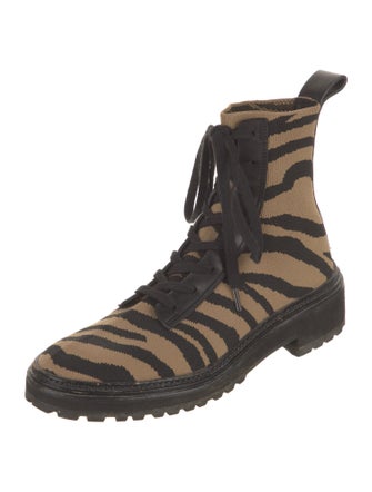 Loeffler Randall Nylon Animal Print Combat Boots