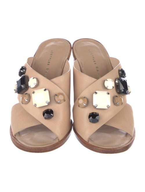Loeffler Randall Leather Crystal Embellishments Slides