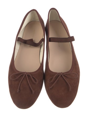Loeffler Randall Suede Bow Accents Mary Jane Flats