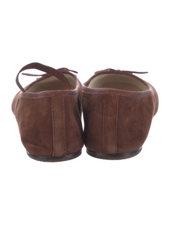 Loeffler Randall Suede Bow Accents Mary Jane Flats