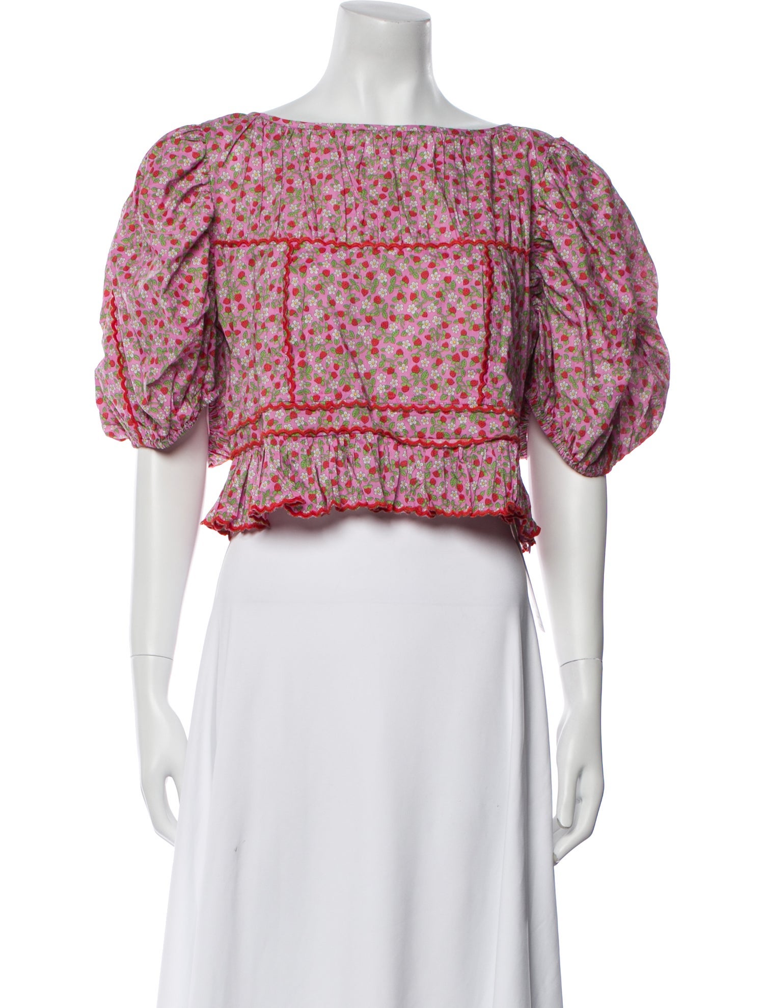 Loeffler Randall Printed Bateau Neckline Crop Top