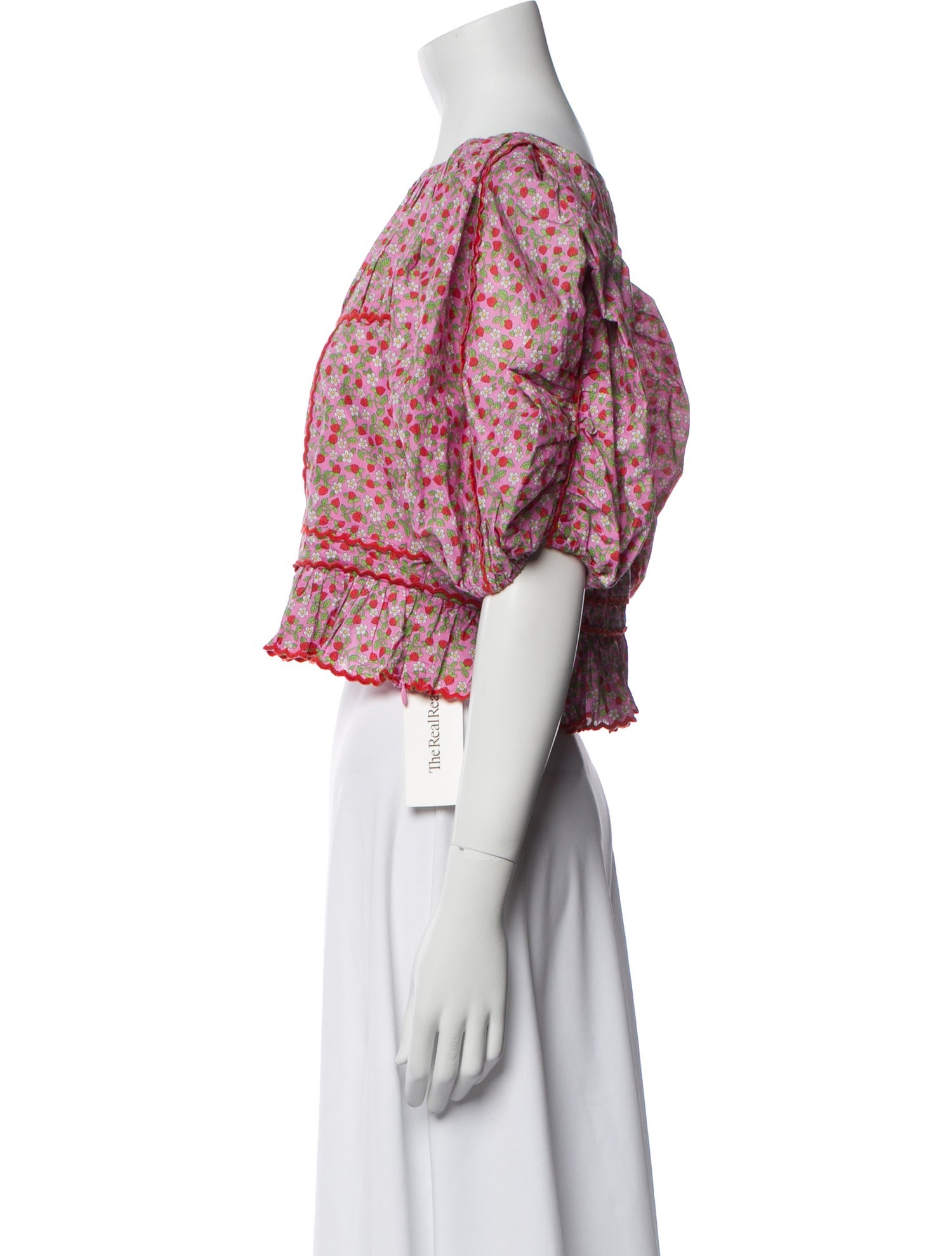 Loeffler Randall Printed Bateau Neckline Crop Top