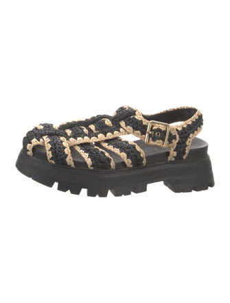 Loeffler Randall Raffia Colorblock Pattern Slingback Sandals