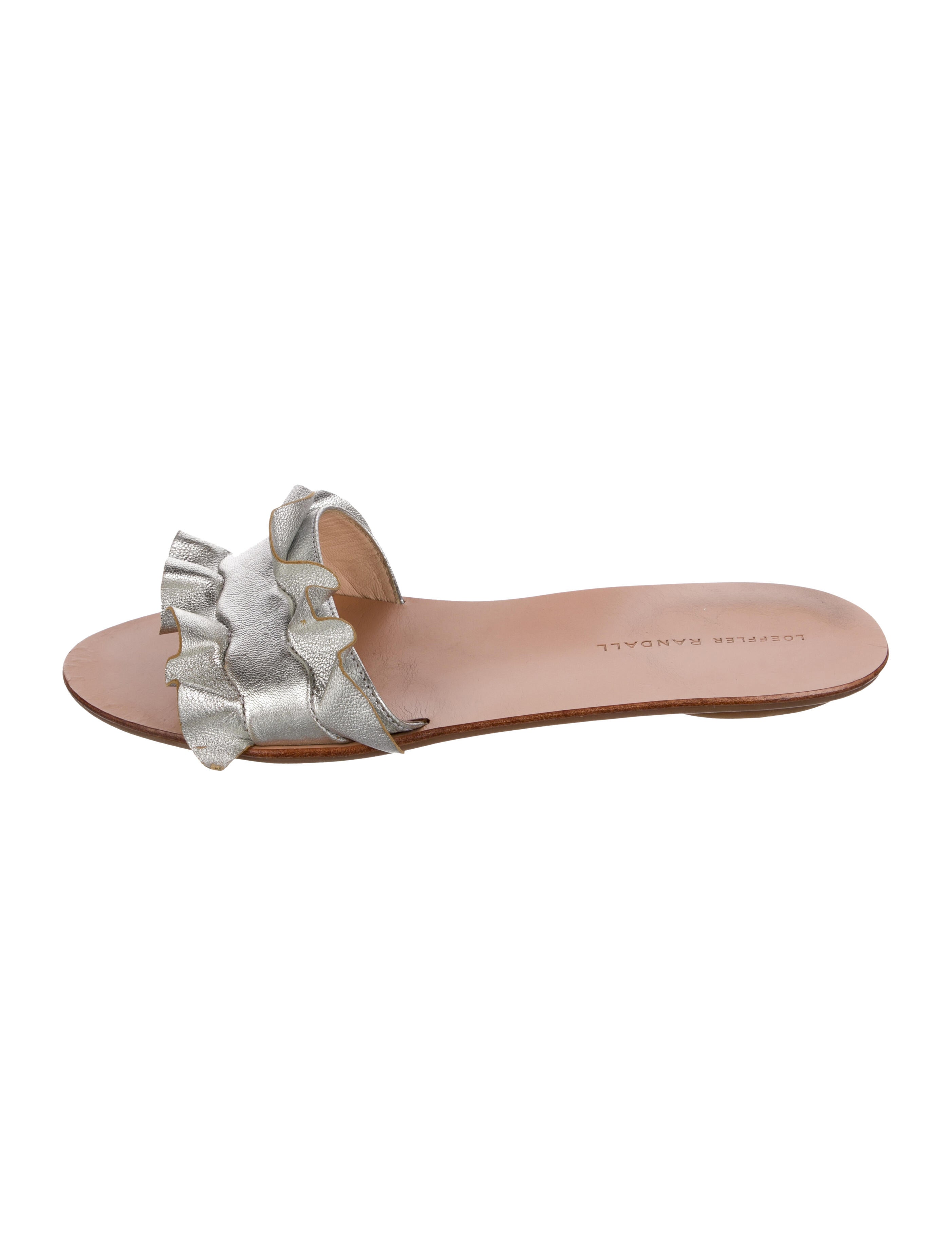 Loeffler Randall Leather Ruffle Embellishment Slides