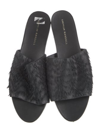 Loeffler Randall Leather Fringe Trim Accent Slides