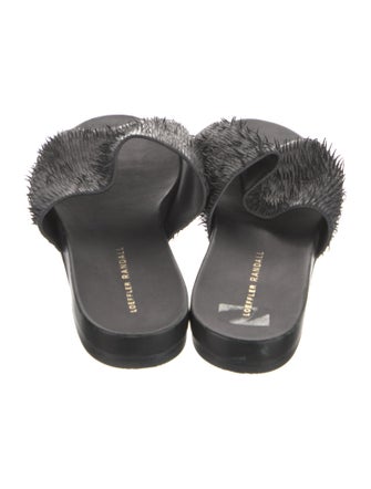Loeffler Randall Leather Fringe Trim Accent Slides